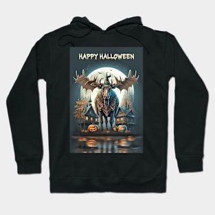 Moose Witch Haunted Halloween Card Hoodie